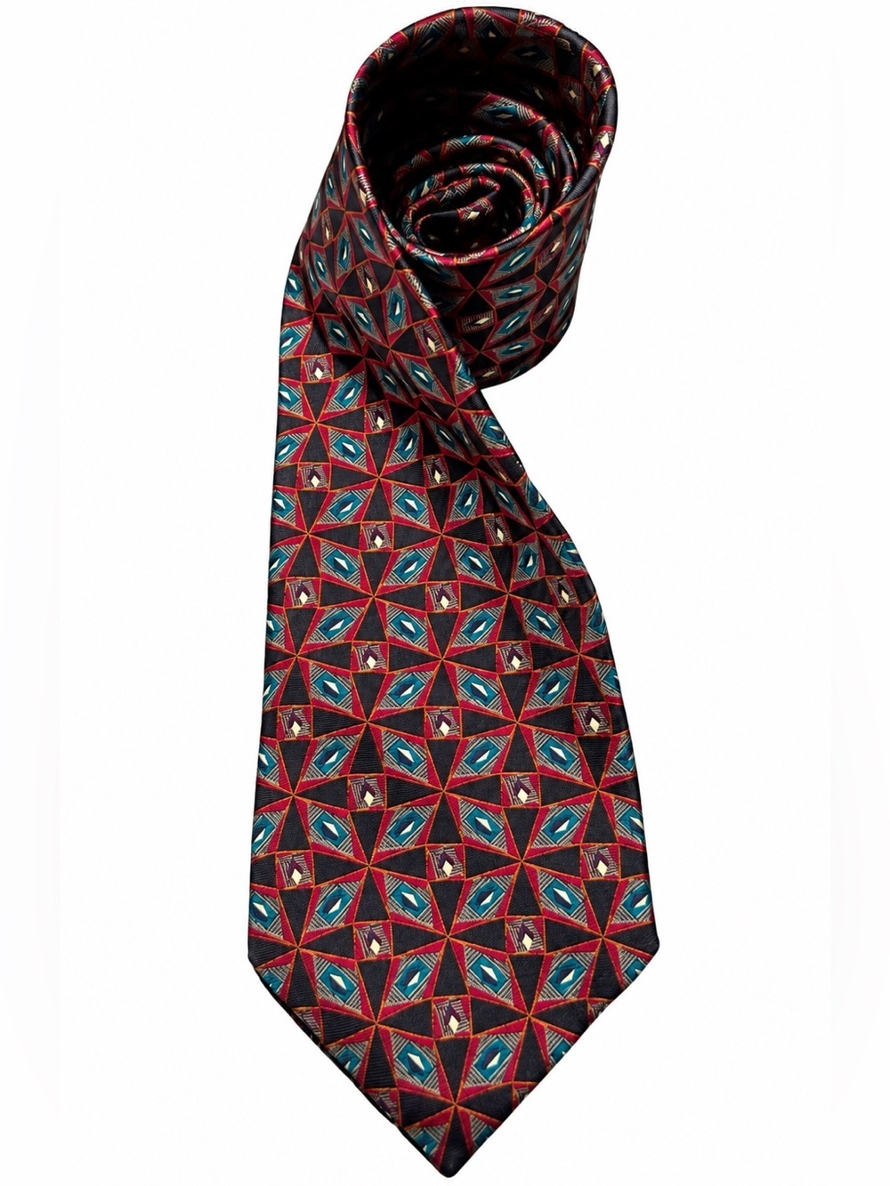 Christian Dior Monsieur Vintage Silk Tie Geometric Stained Glass Art Deco Neckti